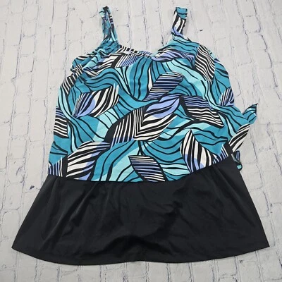 Maxine of Hollywood Tankini Top MUJER 24W Azul Negro Traje de Baño Falda Una Pieza Foto 1 de 4