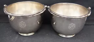 2er Set Christofle versilbert 7" Eiskübel mit Abflusseinsatz FRANKREICH Monogramm - Bild 1 von 6