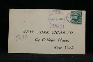 Ohio: Iler 1895 Registered Cover to NY Cigar Co, Dark Violet CDS, DPO Seneca Co - Picture 1 of 2