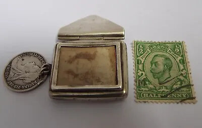 Rara Custodia In Busta Inglese Antica Argento Sterling 1903 Con Supporto Foto • 0.01€