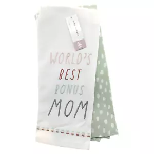 Weltbeste Bonus Mama, zwei Stück Geschirrtücher, 25 x 15 Zoll - Bild 1 von 3