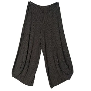 Alembika Punto Pants Womens 1 US 6-8 Black Wide leg Stretch Patterned Lagenlook - Picture 1 of 11
