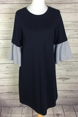 Vestido Luxology Para Mujer Talla M Azul Marino Sudadera 3/4 Campana Rayas Manga Foto 1 de 4