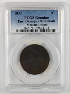 1832 Coronet Head Large Cent - Medium Letters - PCGS XF Details - Picture 1 of 4