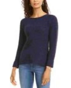 NWT! Style&Co Midnight Iris Marled-Knit Pointelle LS Sweater Women's Petite size - Picture 1 of 3