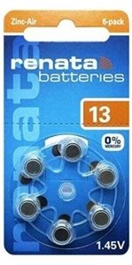 Renata Size 13 Zinc Air- Hearing Aid Batteries1.45v Pack Of 6 - Picture 1 of 1