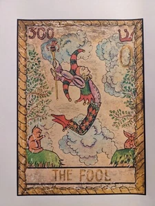 Antique Tarot Card Print oddities art THE FOOL Health Spirituality Poster - Picture 1 of 2