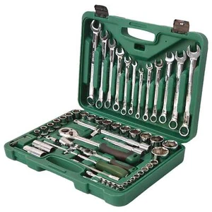 61PCS Mechanics Tool Set 1/2" 1/4" Metric Drive Socket Wrenches for Auto Repair - Picture 1 of 7