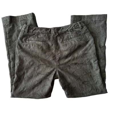 Peter Nygard Woman's Gray Embroidered Trousers Size 4 - Image 1 of 4
