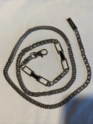 Cinturón ajustable vintage de eslabones de cadena plateados Calvin Klein 44”l XL Foto 1 de 4