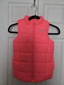 Chaleco acolchado PUMA para niñas XS 5/6 rosa neón melocotón deportivo logotipo deportivo cremallera - Imagen 1 de 10