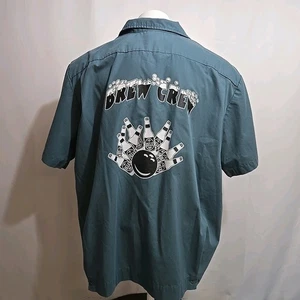 Vintage Hilton Bowling Shirt Mens Size 2XL XXL Brew Crew Green and Beige - Picture 1 of 8