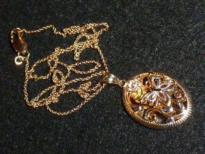 COLGANTE INSCRITO ORO AMARILLO/ROSA MACIZO 10K Y COLLAR 10K - 3,62 G Foto 1 de 4