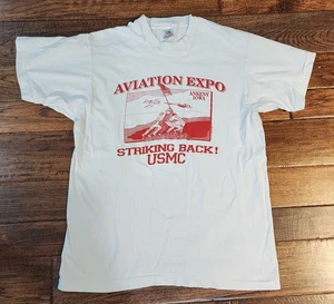 Camiseta Aviation Expo Striking Back USMC Marines Algodón 1994 Punto Único L De Colección - Imagen 1 de 8