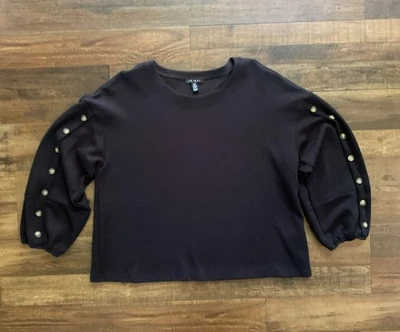 Tribal Brand Womens P/L Black Long Sleeve Pullover Top Button Sleeve Detail - Image 1 of 4