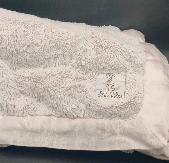Little Giraffe Cream Dot Luxe Blanky - Soft Faux Fur Baby Blanket In Pink