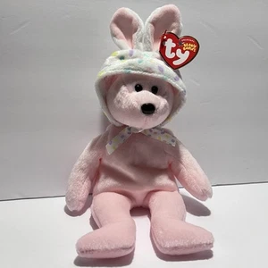 Ty Beanie Baby BONNET the Easter Bunny Bear Ty Beanie Babies Vintage Plush Toy - Picture 1 of 4