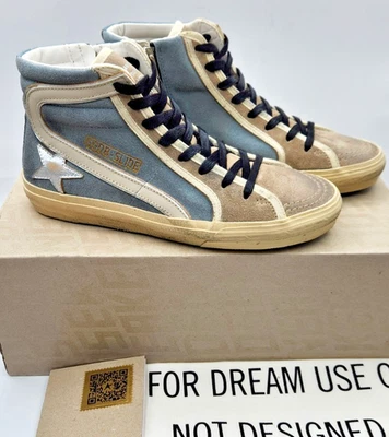 Golden Goose Slide Women's Smoke Blue/Beige/Silver Distressed Sneakers EU37 US7 - Image 1 of 4