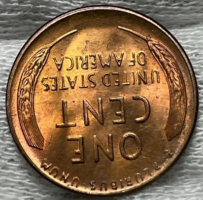 1948 S Lincoln Wheat Penny Errors Die Clash Rainbow Toning Uncirculated - Image 1 of 4