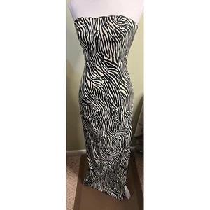 Vintage Y2k "Jessica McClintock For Gunne Sax" Zebra Strapless Dress, size 3 - Picture 1 of 15