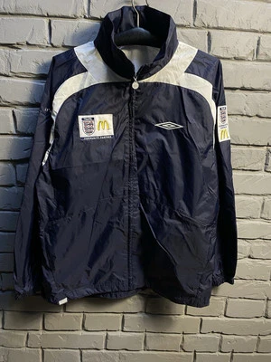 Umbro Men S Jacket Navy Nylon Sportswear England FA Hidden Hood Vintage Top - Image 1 of 4