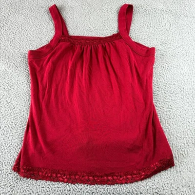 Regata St Johns Bay feminina sem mangas acabamento em renda algodão vermelha tamanho 1X - Imagem 1 de 4