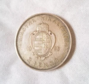  2 Pengo Argent ( 1935 ) UNC Monnaie Hongrie Rare - Picture 1 of 2