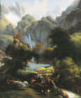 peinture à l'huile de haute qualité peinte à la main sur toile "chasse à l'ours en cascade"