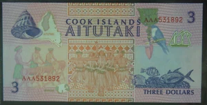Cook island 3 dollars 1992 unc pick7 - Picture 1 of 2