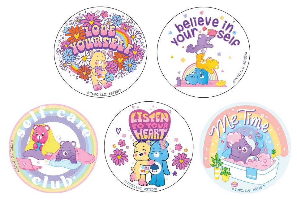 25 pegatinas Care Bears Love Yourself, 2,5" x 2,5" cada una, favores de fiesta Foto 1 de 1