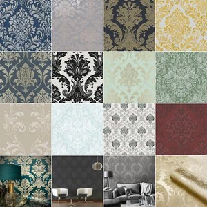Papel Pintado Damasco Clásico Floral Bosque Animales Metálico - Varios Diseños - Imagen 1 de 93