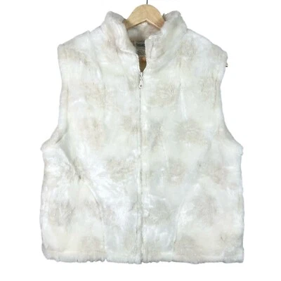 Chaleco Coldwater Creek Mujer Piel Crema Bolsillos Laterales Cierre de Cremallera Chaleco Talla M Foto 1 de 4