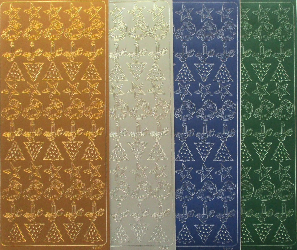 Small CHRISTMAS TREES CANDLES STARS BELLS Cardmaking Christmas 4 Colours - image 1 of 1