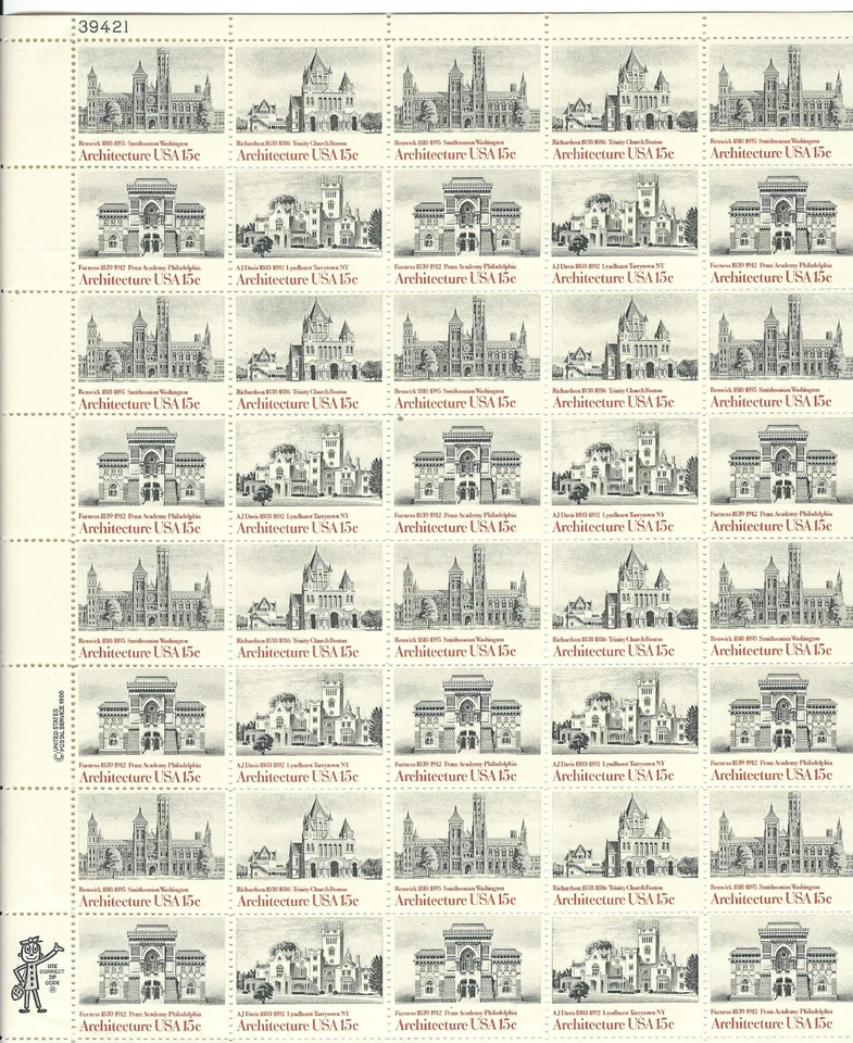 Scott #1838/41...15 Cent...Architecture...Sheet of 40 - Image 1 of 1