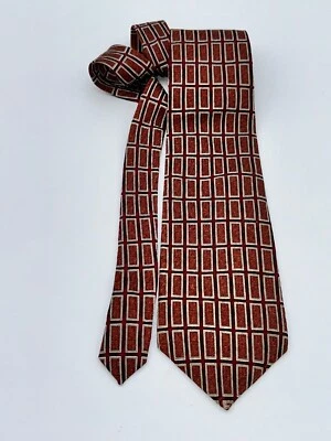 Corbata GUESS Hombre SEDA LADRILLO ROJO/CREMA Usada Excelente Forma Foto 1 de 4