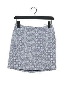 New Look Women's Mini Skirt UK 8 White Geometric Cotton with Elastane Short Mini - Picture 1 of 5