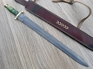 Hand Made Damascus dagger Sword With Color Wood handle ZS-6064 - Picture 1 of 7