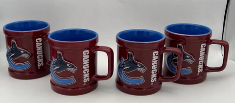 (4) Vancouver Canucks NHL Hockey Coffee Ceramic Mugs Cups 10 ounces oz Cover
