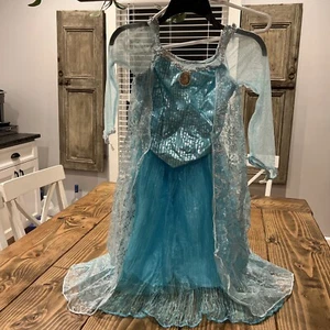 Authentic NEW DISNEY PARKS World Frozen Princess ELSA Fancy Dress COSTUME M7/8 - Picture 1 of 6