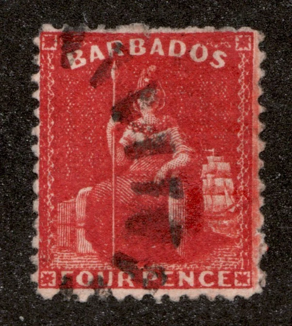 1876 Barbados Sc #47 - Four Pence Britannia - Used postage stamp. - Cv$29 - Image 1 of 1