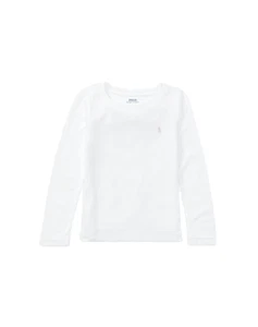 Polo Ralph Lauren Girl's Pink Pony Logo Long Sleeve White T-Shirt Size 3T NWT - Picture 1 of 2