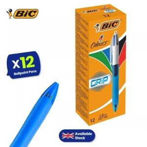 BIC 4 Colours Grip Retractable Ball Point Pens Pack of 12 Medium Point 1.0mm  - Foto 1 di 7