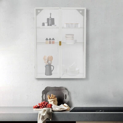 Wall Cabinet Kitchen Storage Cabinet Double Glass Door With Detachable Shelves - Image 1 of 4