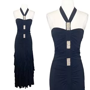 Vestido Formal Vintage Y2K Jessica McClintock Talla 8 Negro Halter Estrás Hada - Imagen 1 de 8