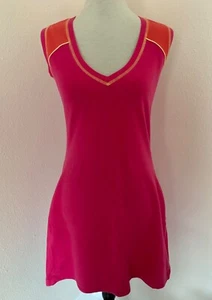 EXPRESS Womens Dark Pink Orange Colorblock V- Neck Sleeveless Summer Dress Sz M - Picture 1 of 24