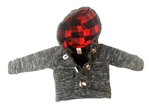 Carter's Boys 6 Month Heather Jacket Fleece Lining and Red Plaid Lined Hood - Picture 1 of 9