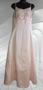 SIZE 13-ELEGANT JESSICA MCCLINTOCK GUNNE SAX PINK SATIN EMBROIDERED MAXI DRESS! - Picture 1 of 4