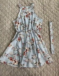 Floral Light Blue Mid Dress Size M - Picture 1 of 6