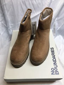 No Boundaries Womens Cozy Lug Sole Ankle Boots Brown Size 11 Fur Lined - Picture 1 of 21