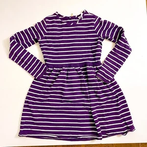 Hanna Andersson Purple Striped Long Sleeve Dress, Size 12 - Picture 1 of 4